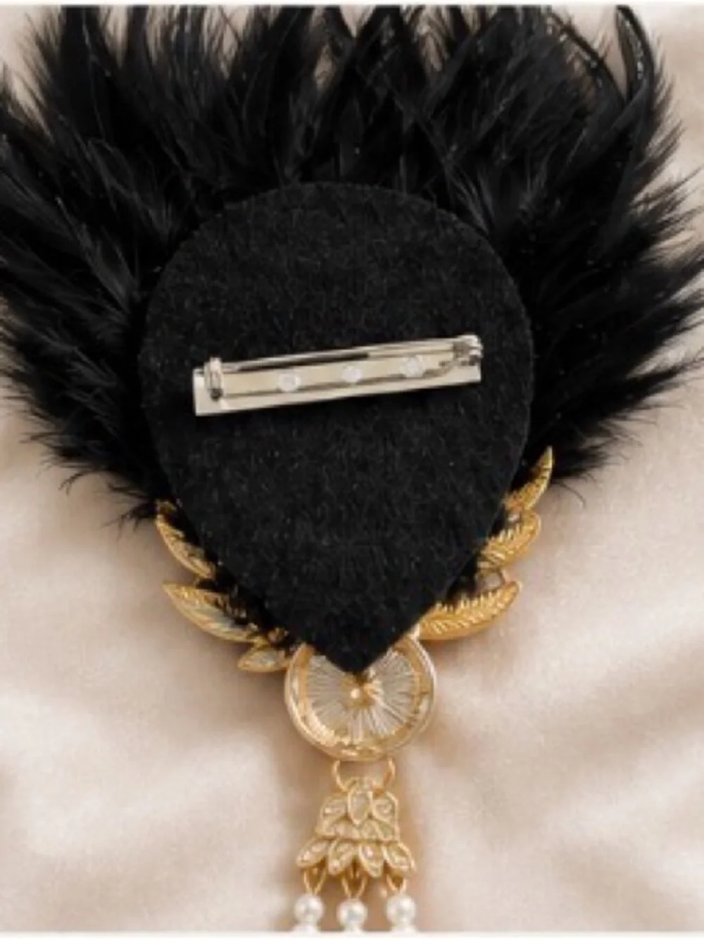 Handmade Flapper Feather Rhinestone Pearl Art Deco Brooch. Was flapper Headband.